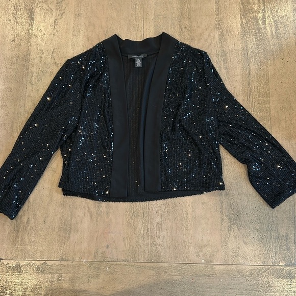 R & M Richards black sequins open cardigan. - Picture 1 of 7